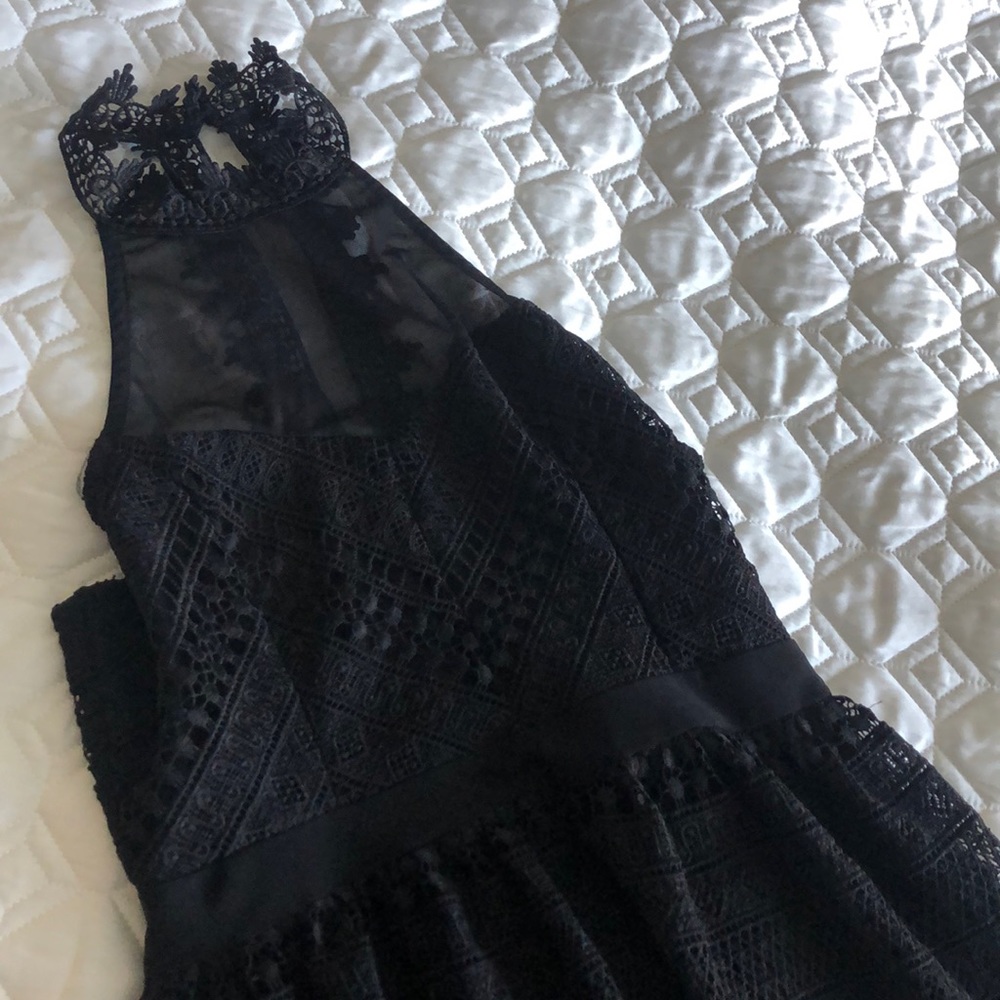 High neck little black dress